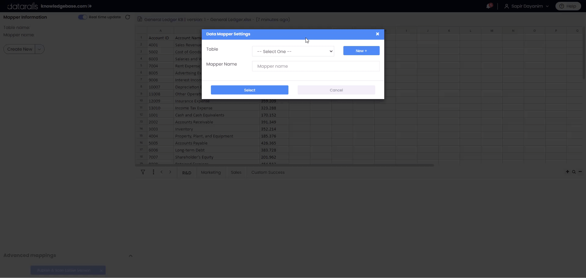 Creating a new Data Mapper – DataRails