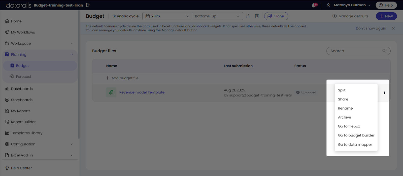Budget Module – DataRails
