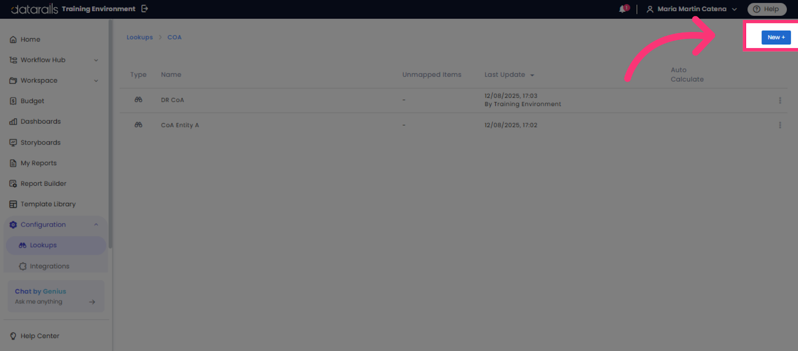 Initiate New Lookup Creation