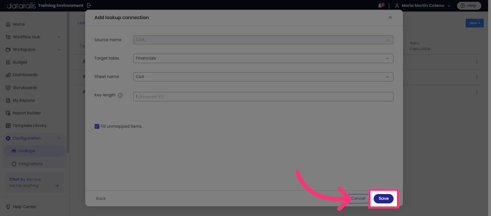 Save Lookup Configuration